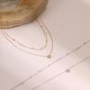 Double Layer Hexagram Star Diamond Encrusted Pearl Necklace Gold Fashion Jewelry