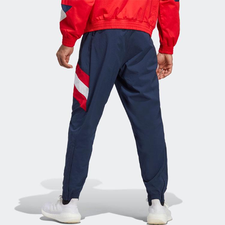 Adidas Logo Print Elastic Waist Long Sports Pants Men Bottoms Collegiate-Navy-Blue HT7149