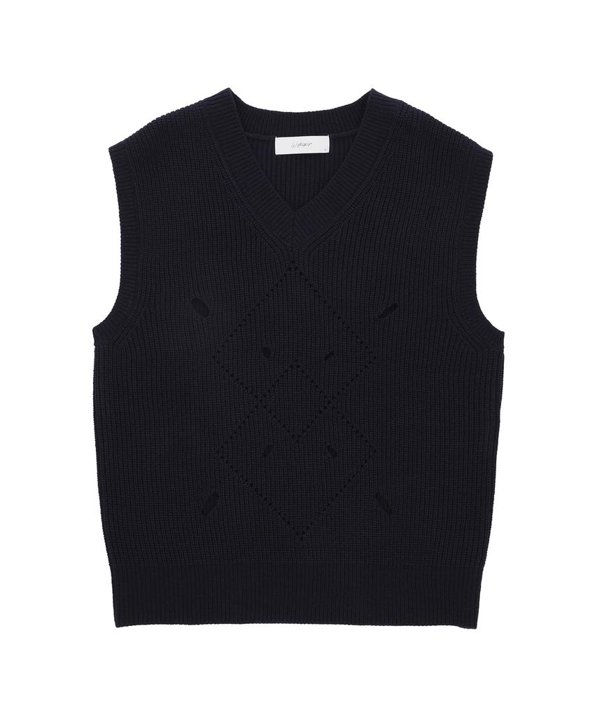 W Standard Punched V-Neck Vest [3 Colors]