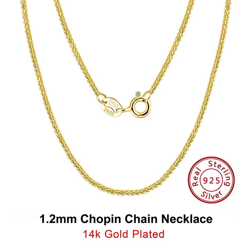 Effie Queen 925 Silver Basic Chain Necklace Woman Neck Chain 45cm 1mm Cable Chain Necklaces 18K Gold Jewelry Wholesale SC06-18K