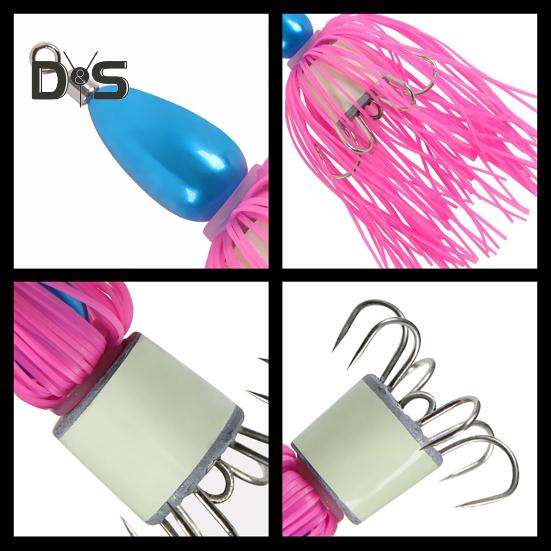 Leurre de pêche à jupe en silicone 6CM/37G avec hameçon Moustaches colorées Swimbait Appât artificiel Accessoires de pêche en eau salée et en eau douce Bar Doré Truite