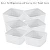6 Pack Plastic Organizing Storage Basket Set White