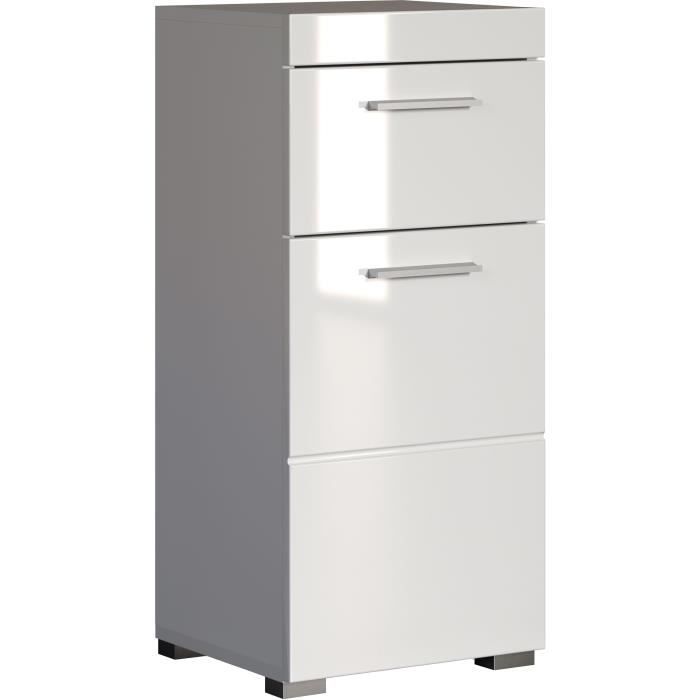 Bathroom Furniture Low Storage - 1 Door & 1 Drawer - White - W 37 X D 31 X H 79 Cm - AMANDA