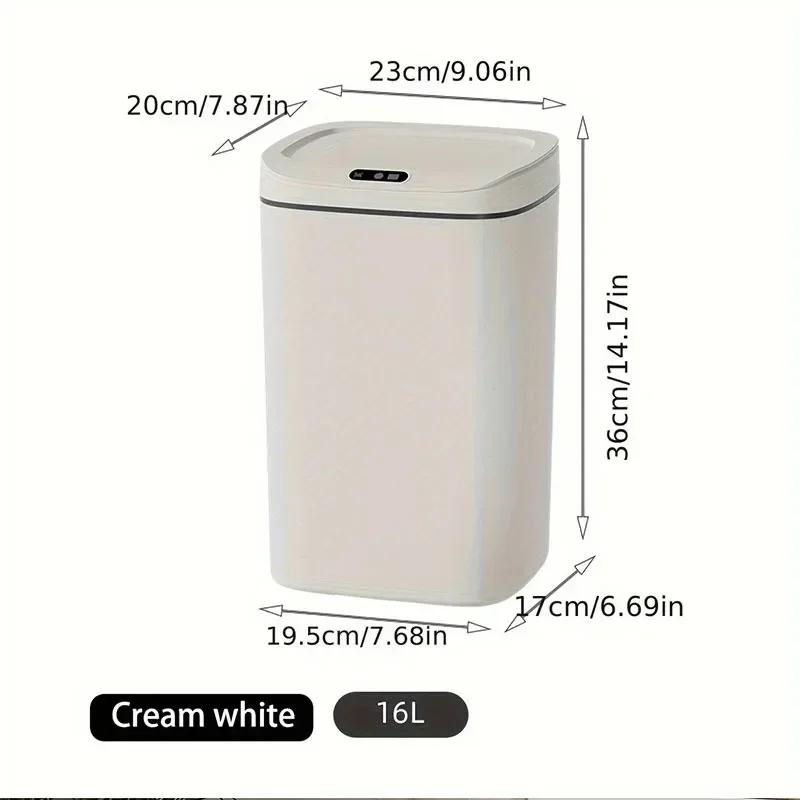 16L Smart Sensor Trash Can Waterproof Garbage Storage Box with Lid Three-sensor Mode USB Bathroom Kitchen Bedroom Wastebasket