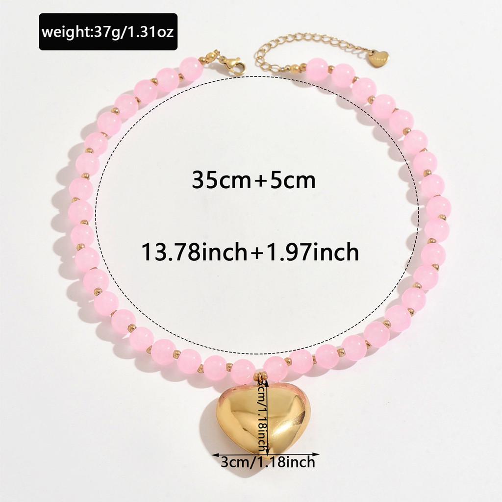 Bohemian Heart Necklace For Women With Glass Beads Summer Beach Vacation Accessory