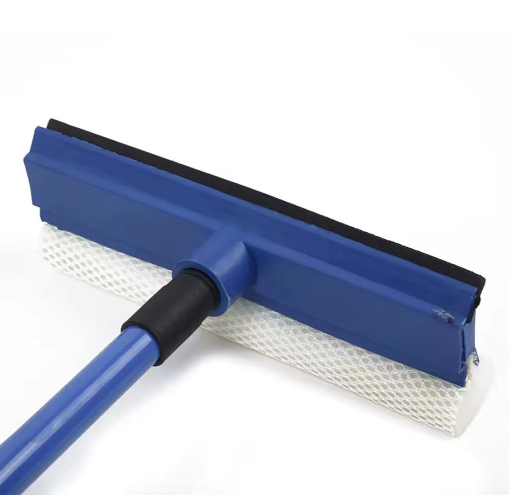 2 In 1 Telescopic Window Glass Cleaner Wiper Long Handle Sponge Brush Window Mop Squeegee Wiper Cleaning Tool