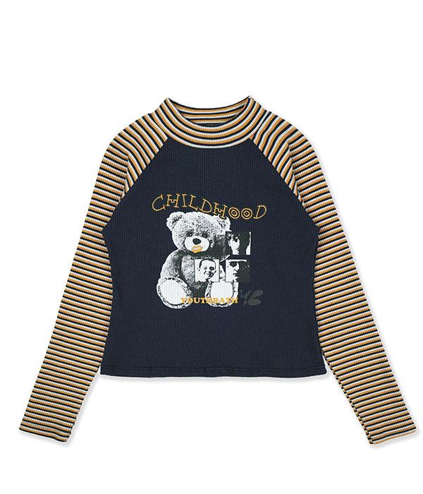 Youth Bath Raglan Bear Long Sleeve_Navy Navy/M
