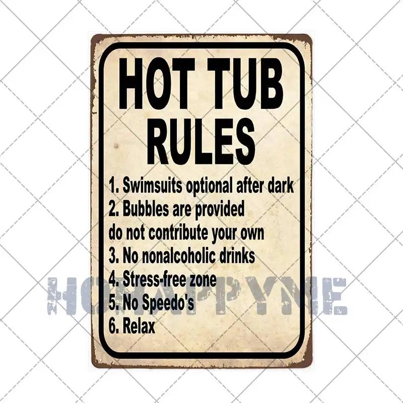 Funny Outdoor Hot Tub Metal Tin Sign Plates Vintage Poster Bathroom Plaques Wall Decorative Retro Home Decor 20*30cm