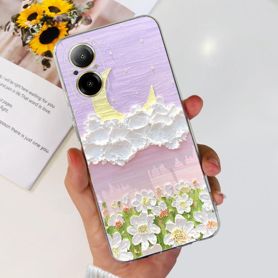Weiche TPU-Stoßstange Hüllen für Realme C67 4G RMX3890 Rückabdeckung Dünnes Klares Silikon Handyhülle Damen Mode Malerei Funda C 67 4G