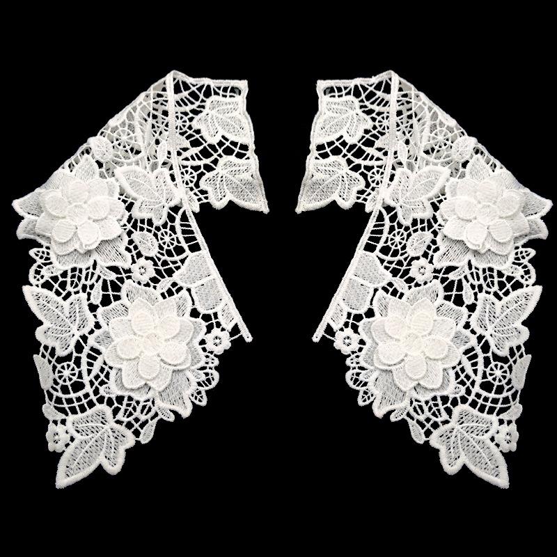 Water Soluble Lace Hollow Embroidery Shoulder Flower Doll Collar Lace Accessories Leaf Pattern Three-Dimensional Hollow Applique Fake Collar