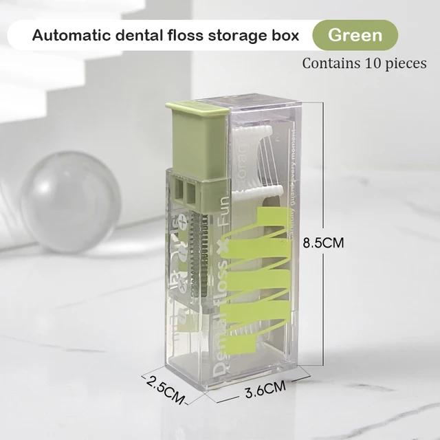 10 sztuk/pudło automatyczne, wyskakujące pudełko na nić dentystyczną przenośne Mini pudełko na nić dentystyczną automatyczny pojemnik do przechowywania do przechowywania bardzo cienkiej nici dentystycznej