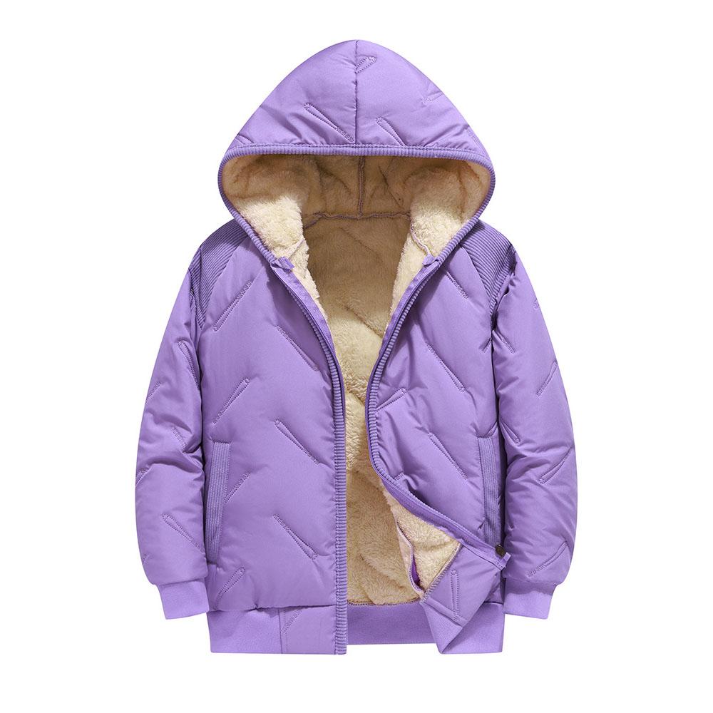 Dubbped Winter Keep Warm Boys Girl Jacket Lined With Velvet Thick Cotton Padded Hooded Coat Kids Children Out The Cold Outerwear