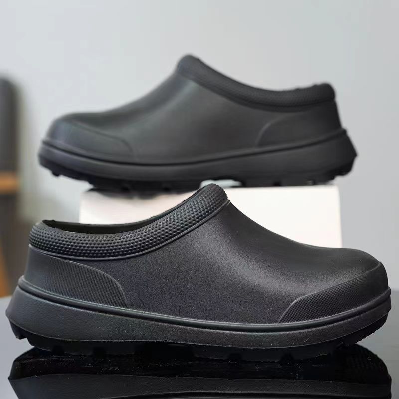Küchenschuhe Herren Garten Clogs Outdoor Lässig Wasserdicht Regen Restaurant Arbeitsschuhe Ölbeständig Kochschuh 38 schwarz