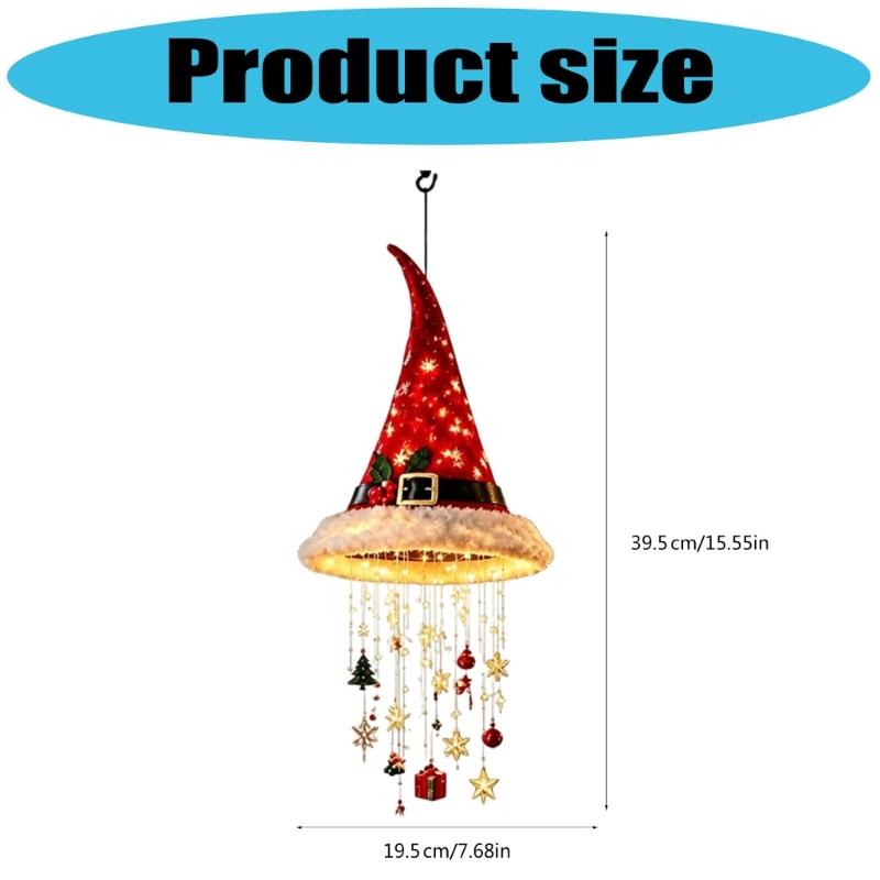 Santa Hat Chandelier Red-White Christmas Hanging Decoration, Tiered Santa Hat Figure Set for Holiday Parties and Indoor Home Displays