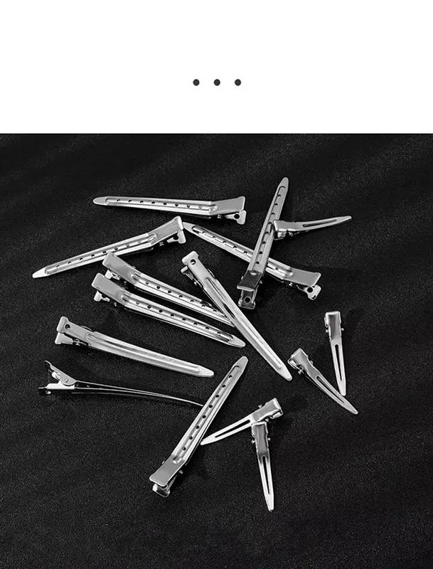 10 Stück Lange Haarspangen Haar Make-up Pony Haarfixierwerkzeuge Haarspange Edelstahl Entenschnabel-Clip Typ für Friseur Make-up
