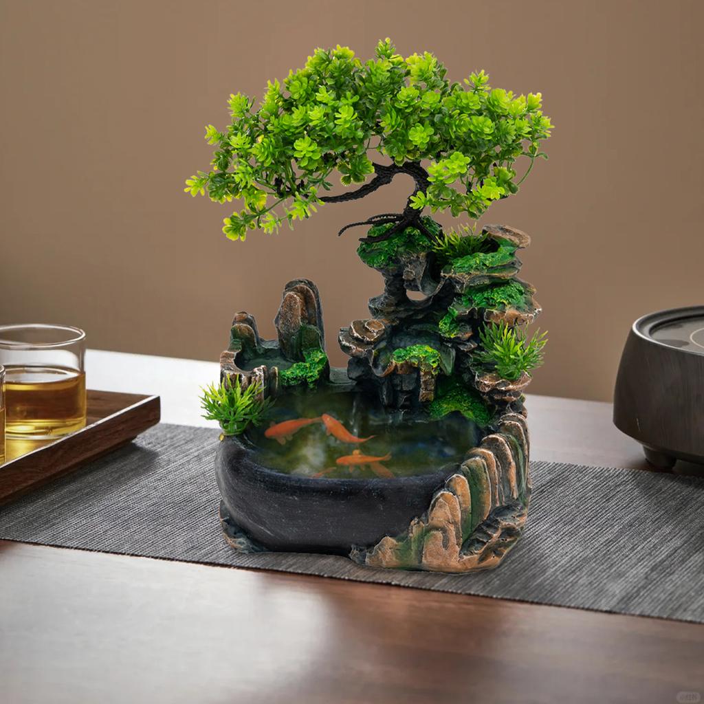 Indoor Tabletop Fountain Rockery Water Fountain with Mist Maker for Desk Living Room Office Decor Zen Home Decor