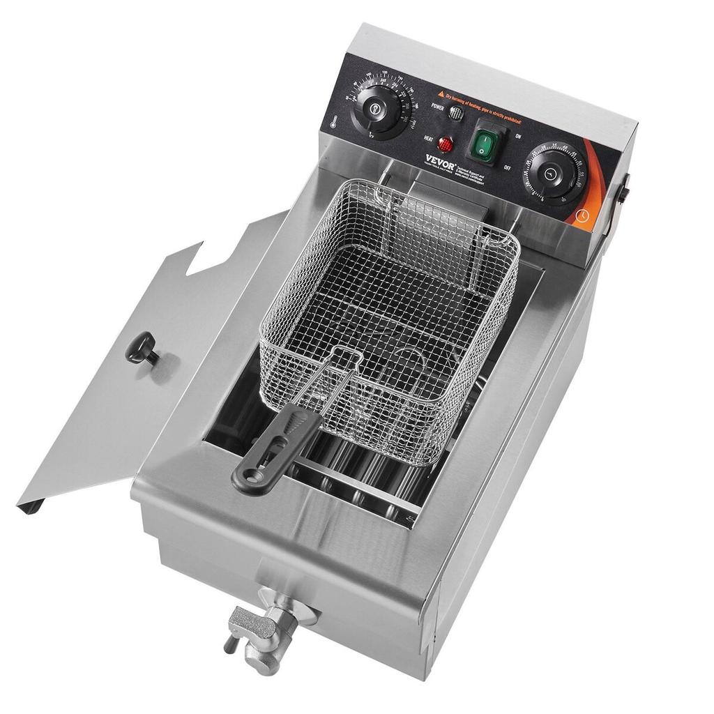 Commercial Electric Deep Fryer 3000W 9L Stainless Steel Upgrade 200°C