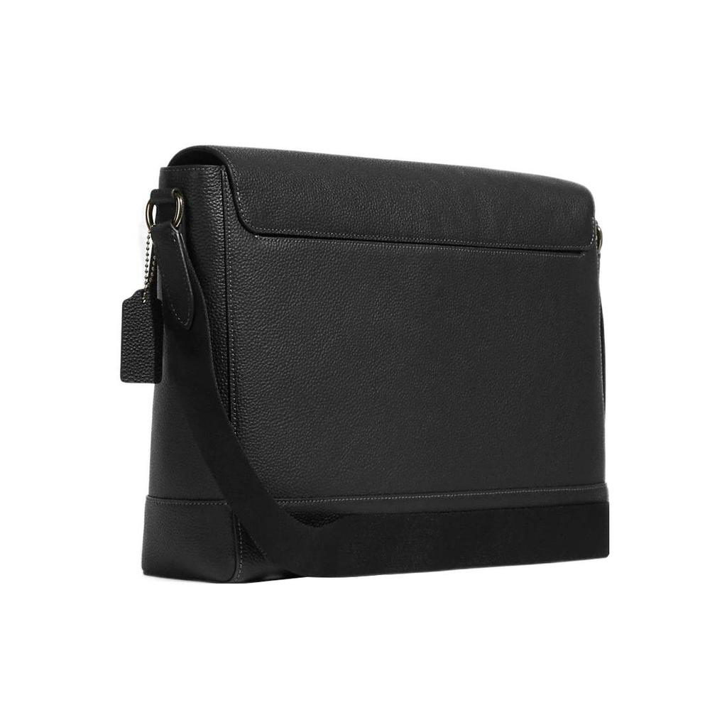 New COACH Hudson Cow Leather Messenger Bag Shoulder Bag Crossbody Bag Large Size Men's Black CB841-QBBK