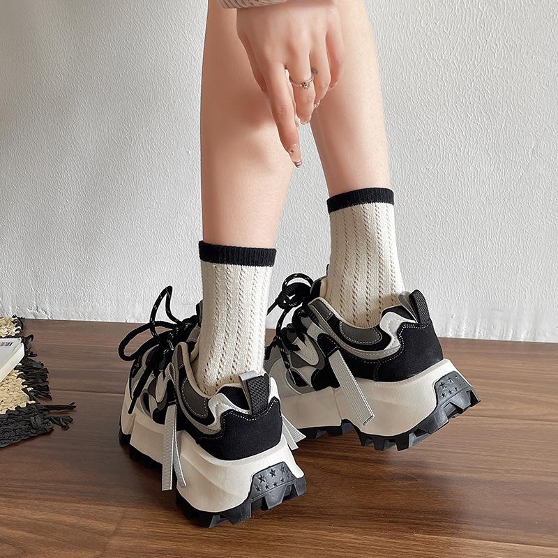 Retro Color Matching Dad Shoes Women's 5 Spring and Summer New Thick-soled Small Forrest Gump Shoes European Goods List Sports Shoes