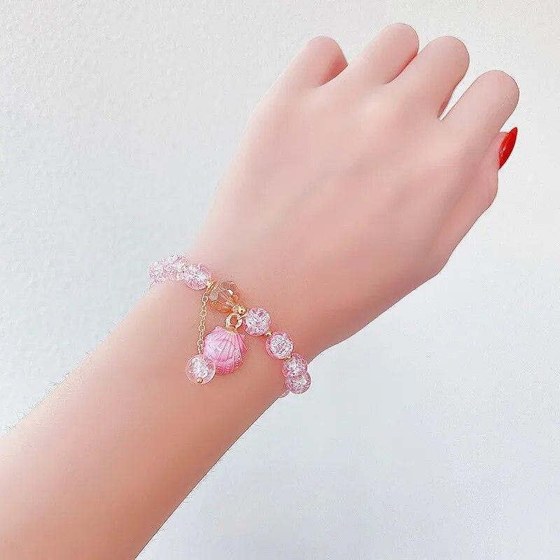 Korean Cartoon Rabbit Glass Beaded Adjustable Bracelet for Women Fashion Flower Starfish Dolphin Bracelets Jewelry Accessories