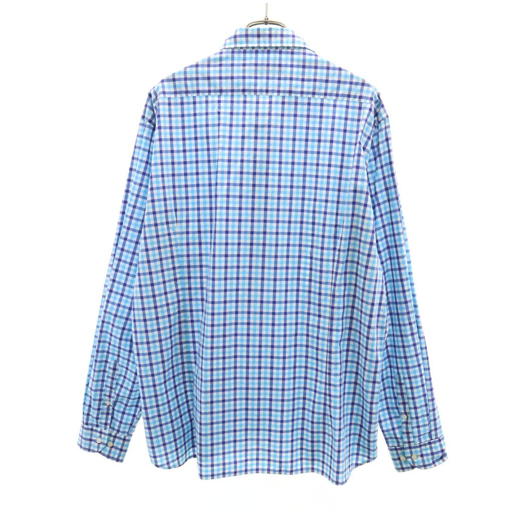 ETRO made in Italy Check Pattern Long sleeve Cotton shirt XL Blue Men's Used