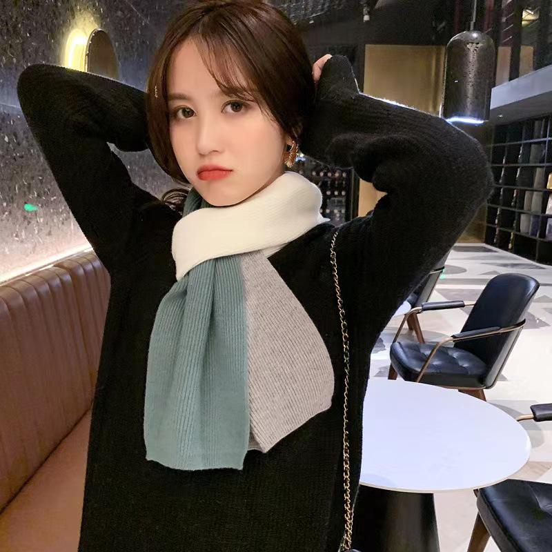 Damen Zweifarbiger Strickwollschal - Herbst/Winter Halswärmer, Koreanischer Stil, Vielseitig & Warm