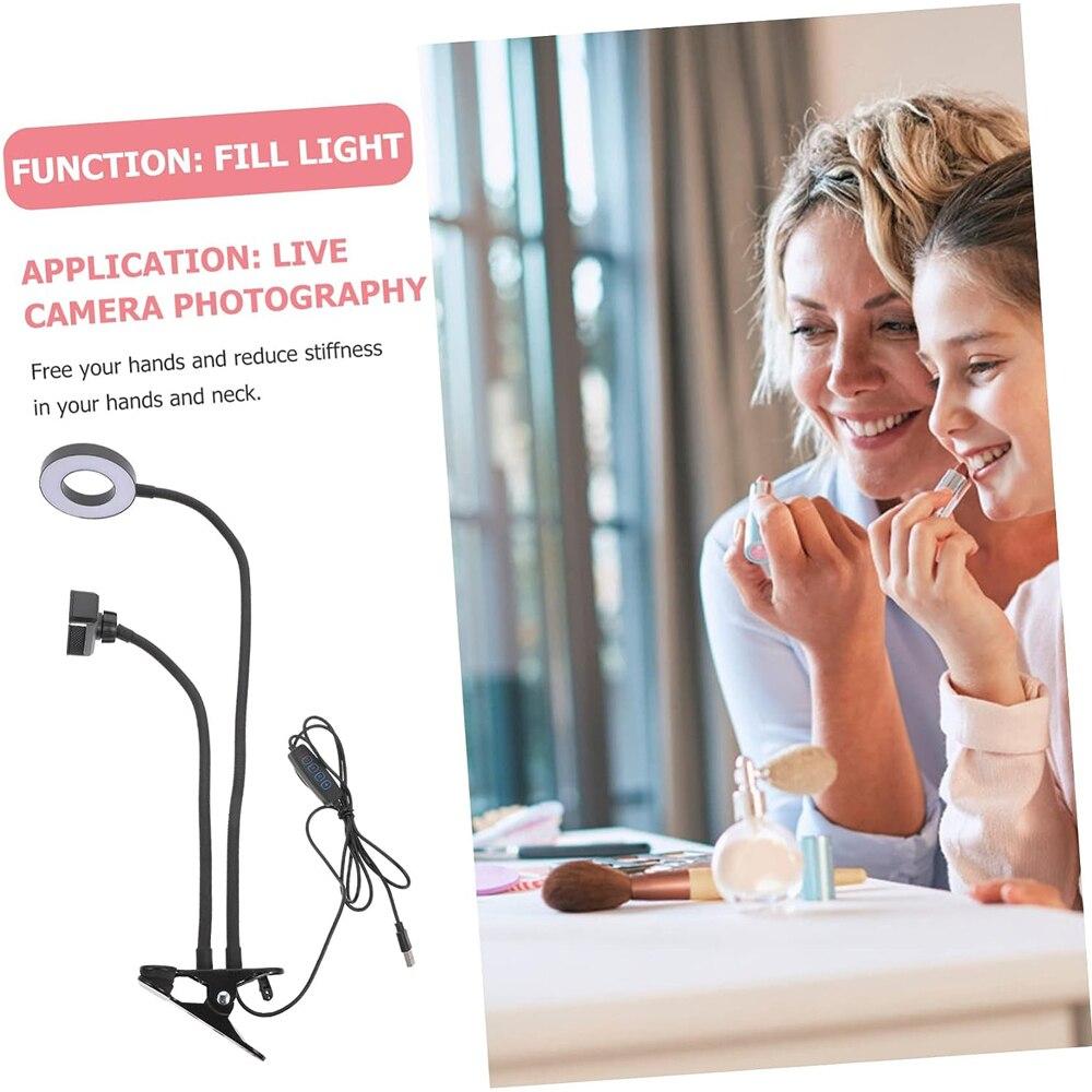 Makeup Light Ring 2 in 1 with LED Selfie Ring Light With Long Arm Lazy Mobile Phone Holder For Video Bloggers Live Stream