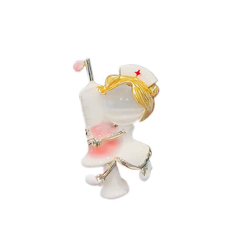 White Angel Female Nurse Brooch Trendy Gender Pin Collar Brooches Badge Accessories