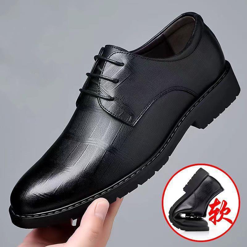 Business Formal Leather Shoes Men's New Leather Casual Breathable Men's British Korean Style Pointed Groom Wedding Shoes