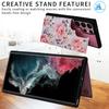 For Samsung Galaxy S22 Ultra 5G Phone Case Kickstand Flower Leather Coated TPU Cover