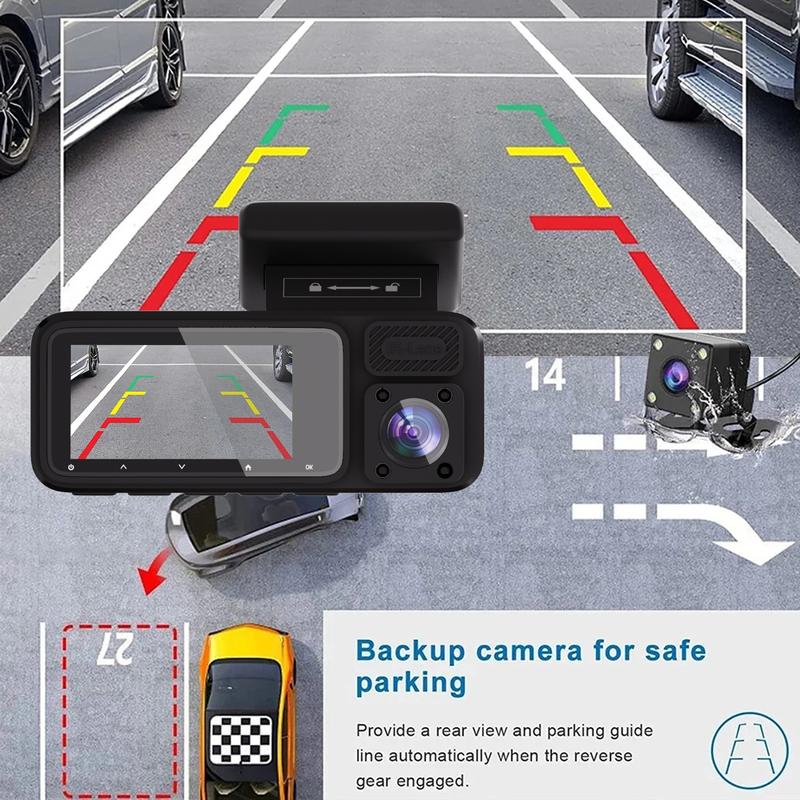 3 Channel Dash Cam for Car 1080P Video Recorder WIFI APP Dashcam Car DVR Front and Rear View Camera Night Vision car accessory