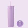 1 Set 450ml Colored Plastic Tumbler Anti-dropping Straw Double Layer Juice Coffee Straw Cup for Home