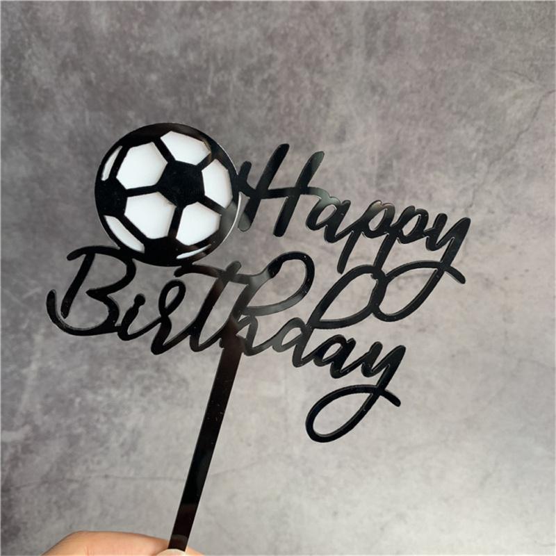 Football Theme Cake Topper Happy Birthday Cake Insert Card Birthday Party Cake Decors Supplies For