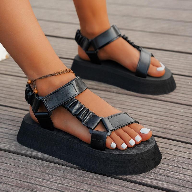 Boho Chic Platform Sandals for Women Comfortable Summer Wedge Sandals with Hook and Loop Closure Colorful Ethnic Style Beach Sandals