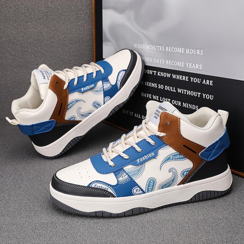 Men's Casual Shoes Trend Wear-resistant Korean Style Sneakers Students Popular Sport Shoe Street Color Blocking Lace Up Sneakers