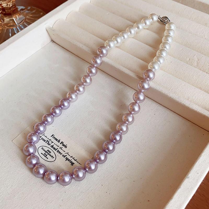 Vintage French Pearl Necklace Geometric Style For Women Elegant Jewelry Accessory