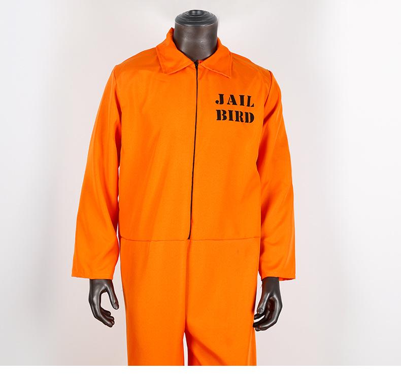 Halloween Prisoner Role-Play Costume: Orange Jumpsuit Set