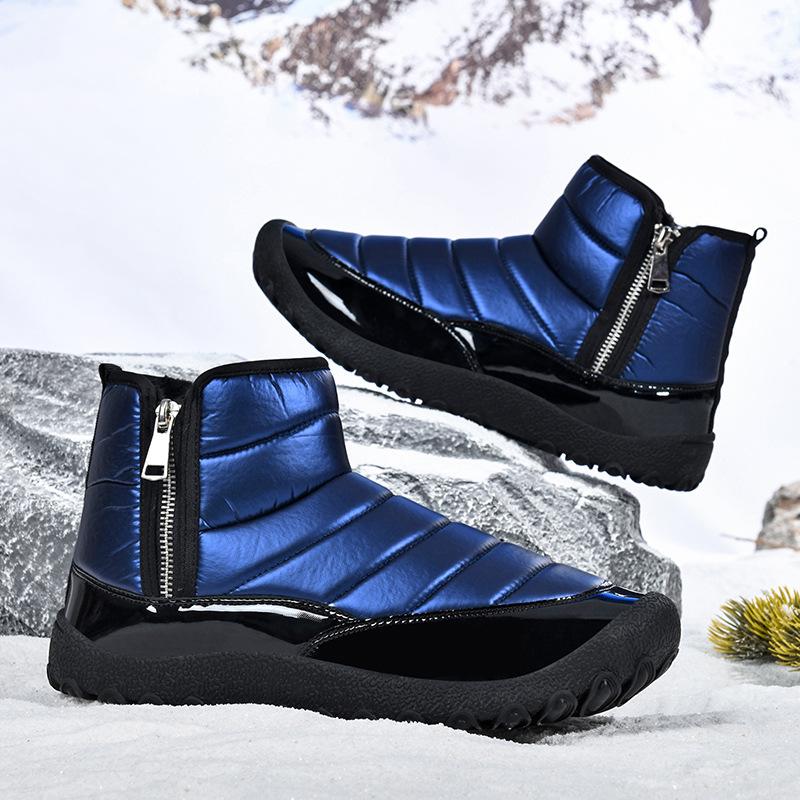 New down cloth waterproof snow boots warm short boots thickened and down winter cotton shoes non-slip shoes