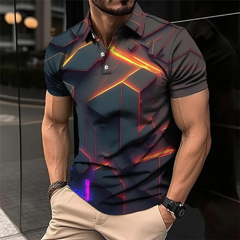 Cool Mecha 3D-tryckta kortärmade pikétröjor för män Kläder Tech-stil Kortärmad Mode Techwear Sport Muskel POLO-tröja