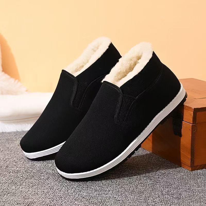 Handmade High-Top Men's Snow Boots with Thick Cotton and Wool Lining for Winter