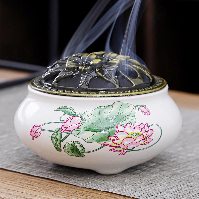 Celadon Ceramic Incense Burner for Home, Buddhist Supplies, Sandalwood Incense Path, Ice Crack Kiln Change Design.