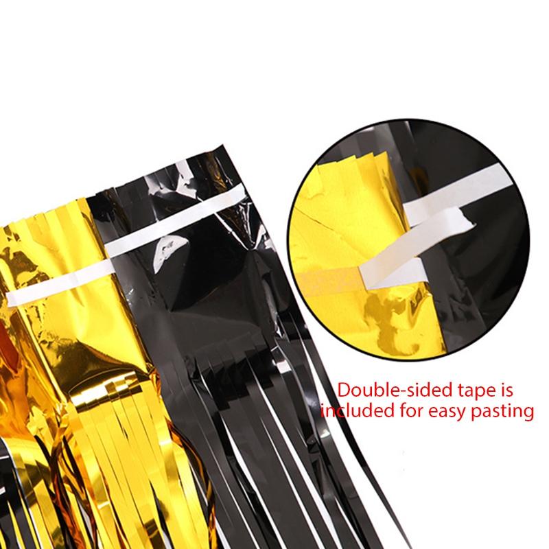 Backdrop Curtains Dot Metallic Foil Tinsel Fringe Curtain Wedding Birthday Party Photography Background Decorations