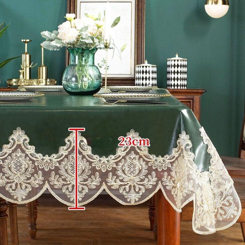 1pcs No-rinse Tablecloth Oil Wax Lace Tablecloth Anti Oil Anti Fouling Protective Pad Waterproof Heat-resistant Dining Table Mat Easy To Maintain