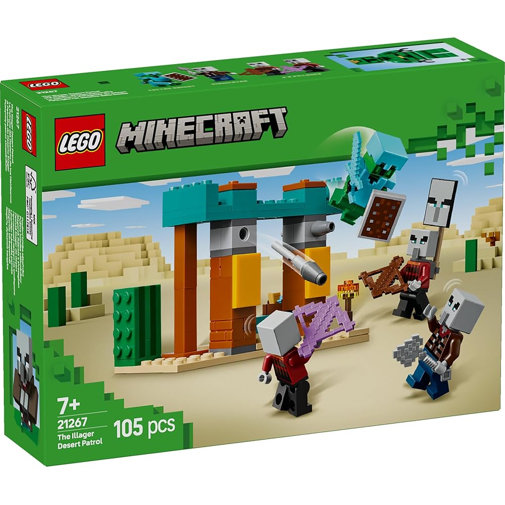 LEGO Minecraft Desert Patrol Set 21267 with Villager Figure, Building Blocks Toy for Kids Ages 7-9