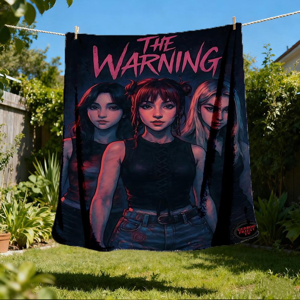 1pc Warning Band Outdoor Flannel Throw Blanket Soft, Cozy, Warm All Season, Machine Washable,