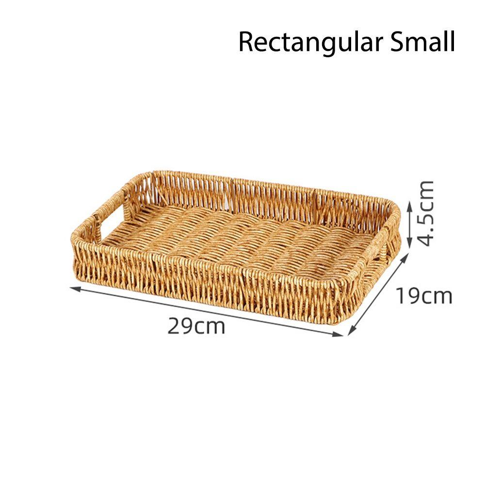 Food Plate Handwoven Plastic Rattan Storage Tray Round Shape Fruit Vegetable Cake Imitation Wicker Rattan Threads Basket