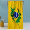 1 Stück Brasilien Flagge Fußball Strandtuch, Polyester Schnelltrocknend Leichtes Handtuch, Weiches Saugfähiges Badetuch für Fußballfan Geschenk, Str
