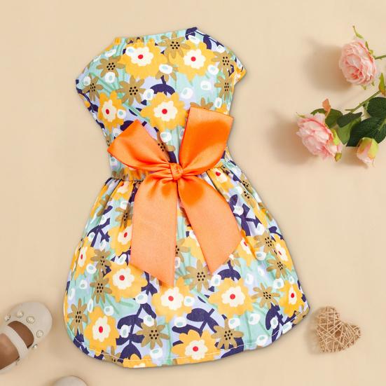 Vestido de princesa para cachorro adorável confortável para animais de estimação atraente macio laço floral vestido para cachorro filhote de cachorro uso diário