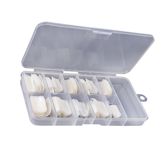 100Pcs French Full Cover Acrylic False Fake Nail Art Tips with Storage Box