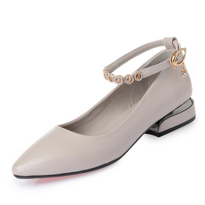 Fashion Genuine Leather High Heel Shoes Red Wedding Pumps Women Shoes Pointed Toe Rhinestone High Heel Shoes Ladies Elegant Office Shoe